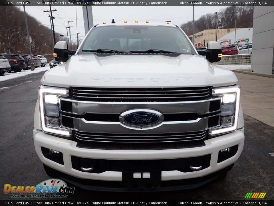 2019 Ford F450 Super Duty Limited Crew Cab 4x4 White Platinum Metallic Tri-Coat / Camelback Photo #7