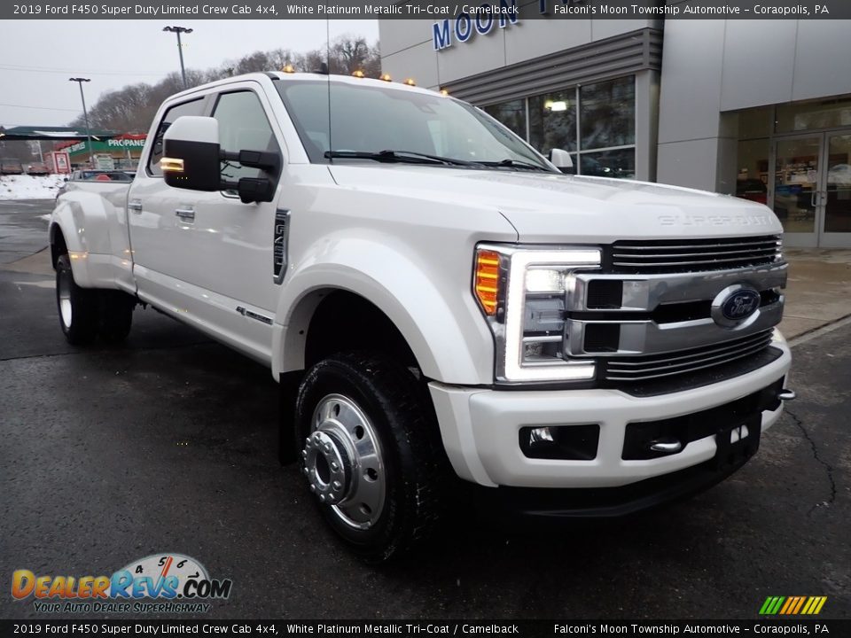 2019 Ford F450 Super Duty Limited Crew Cab 4x4 White Platinum Metallic Tri-Coat / Camelback Photo #8