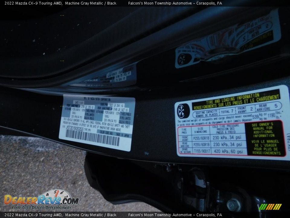 2022 Mazda CX-9 Touring AWD Machine Gray Metallic / Black Photo #20