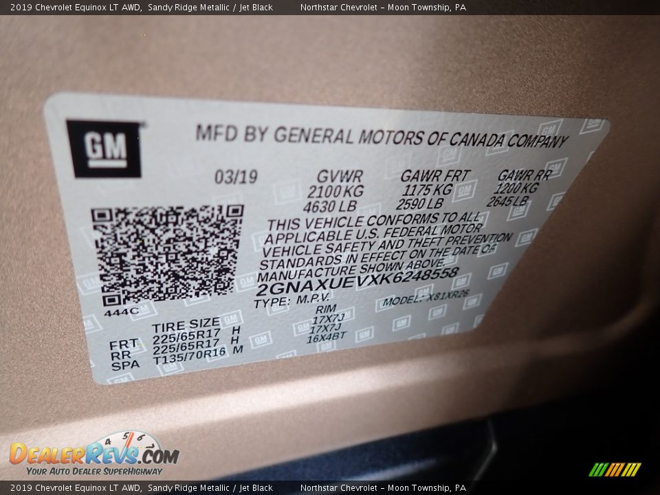 2019 Chevrolet Equinox LT AWD Sandy Ridge Metallic / Jet Black Photo #28