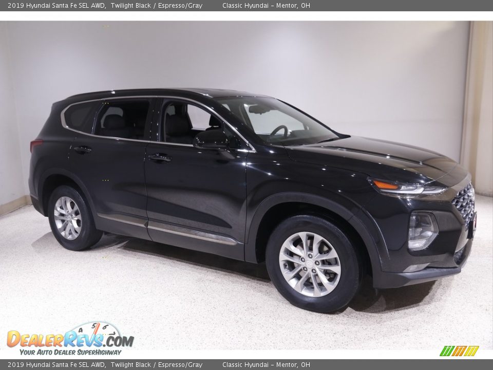 2019 Hyundai Santa Fe SEL AWD Twilight Black / Espresso/Gray Photo #1