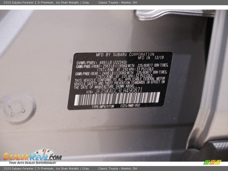 2020 Subaru Forester 2.5i Premium Ice Silver Metallic / Gray Photo #21