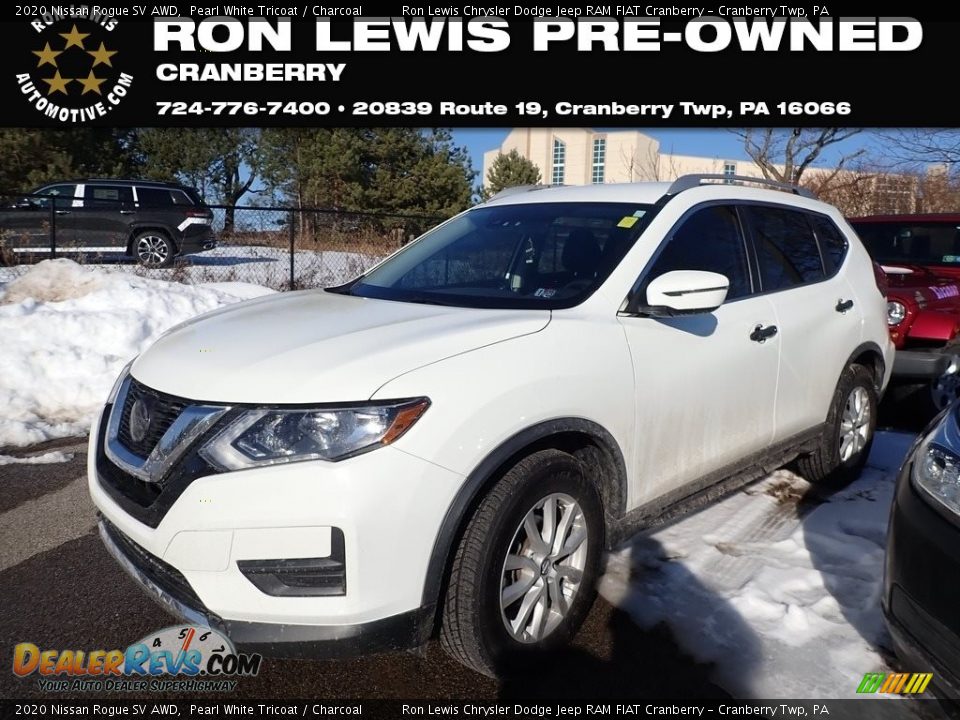 2020 Nissan Rogue SV AWD Pearl White Tricoat / Charcoal Photo #1