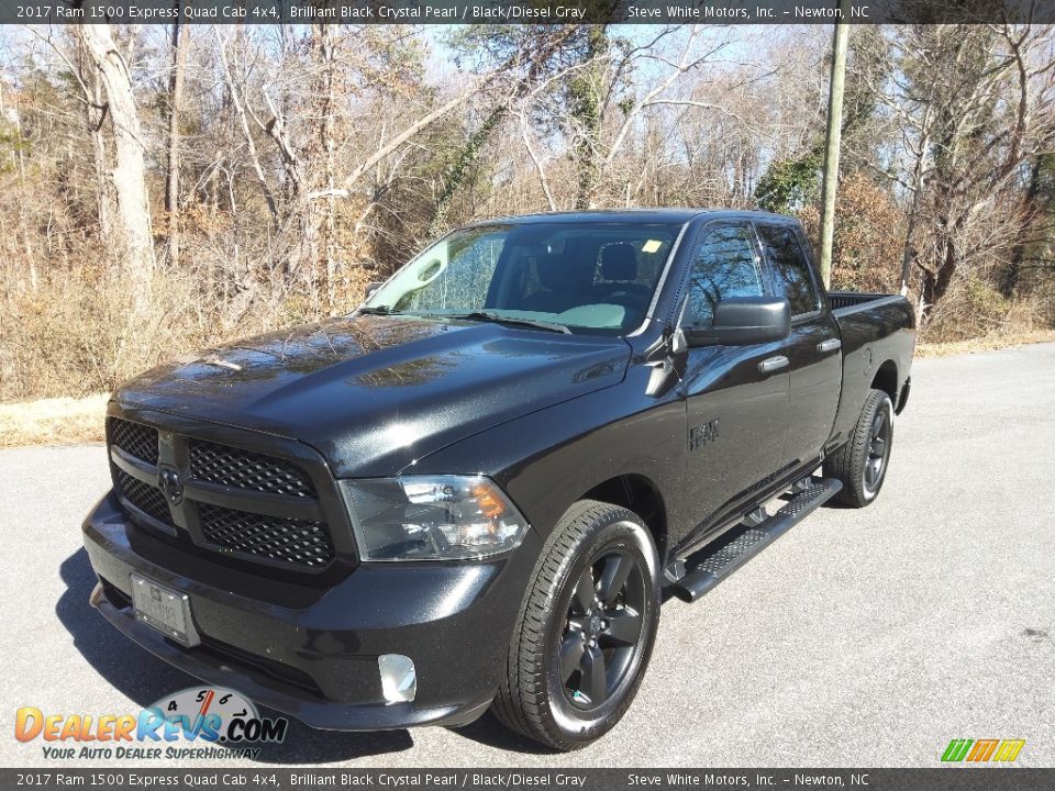 2017 Ram 1500 Express Quad Cab 4x4 Brilliant Black Crystal Pearl / Black/Diesel Gray Photo #3