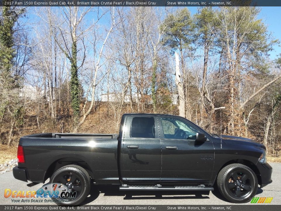 2017 Ram 1500 Express Quad Cab 4x4 Brilliant Black Crystal Pearl / Black/Diesel Gray Photo #7