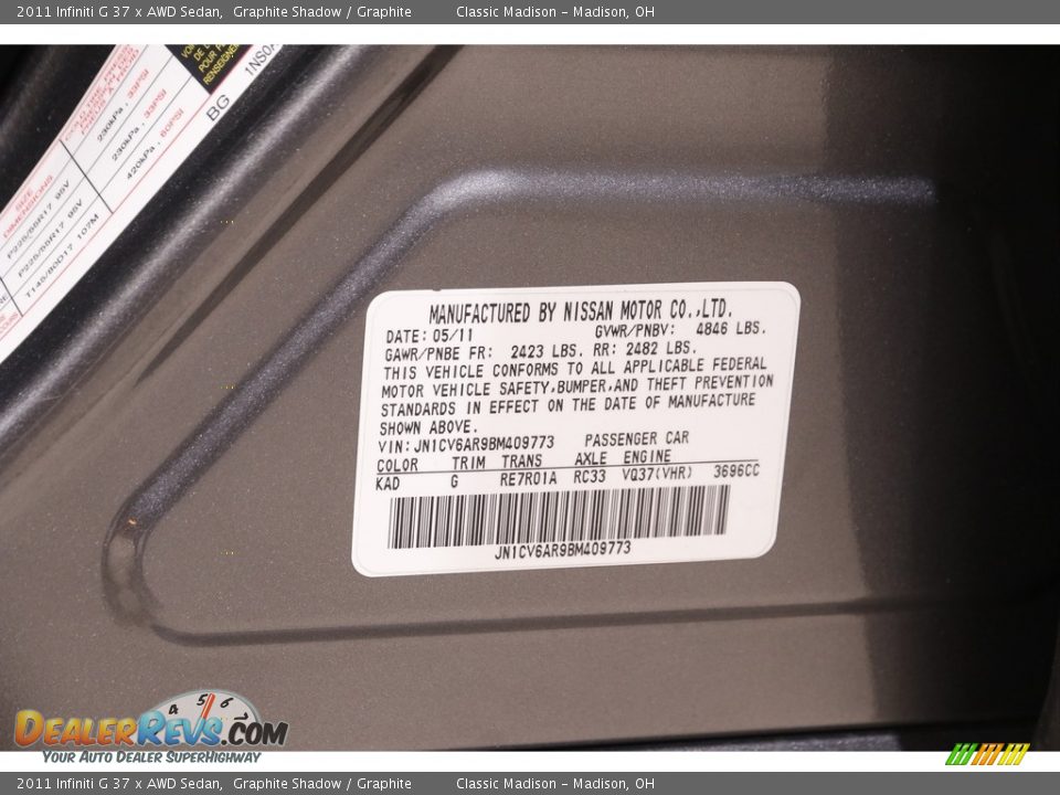 2011 Infiniti G 37 x AWD Sedan Graphite Shadow / Graphite Photo #21