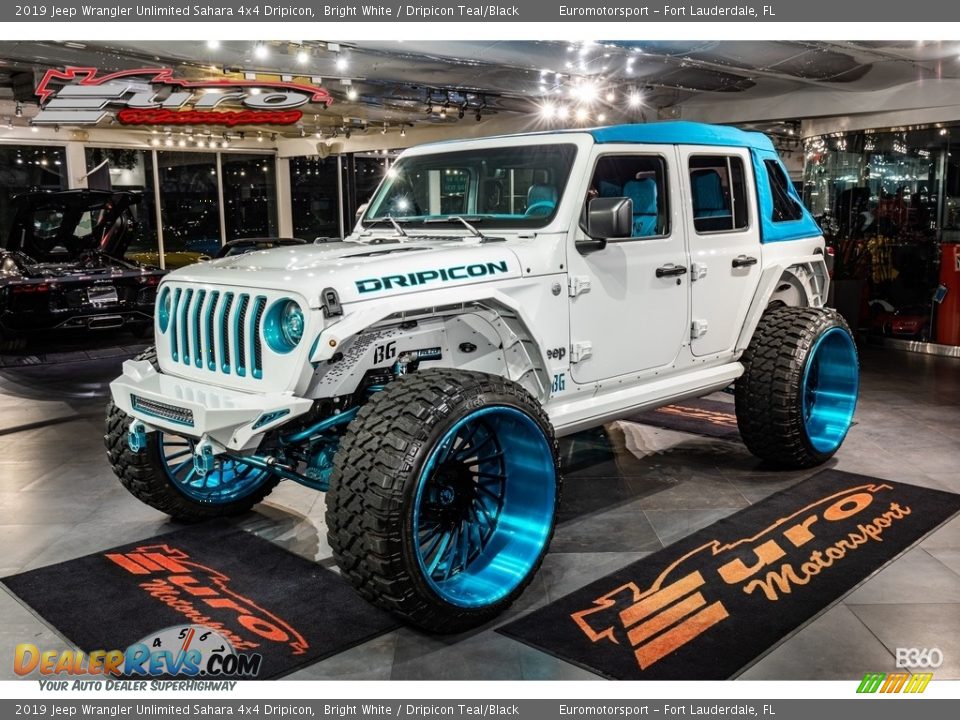 2019 Jeep Wrangler Unlimited Sahara 4x4 Dripicon Bright White / Dripicon Teal/Black Photo #2