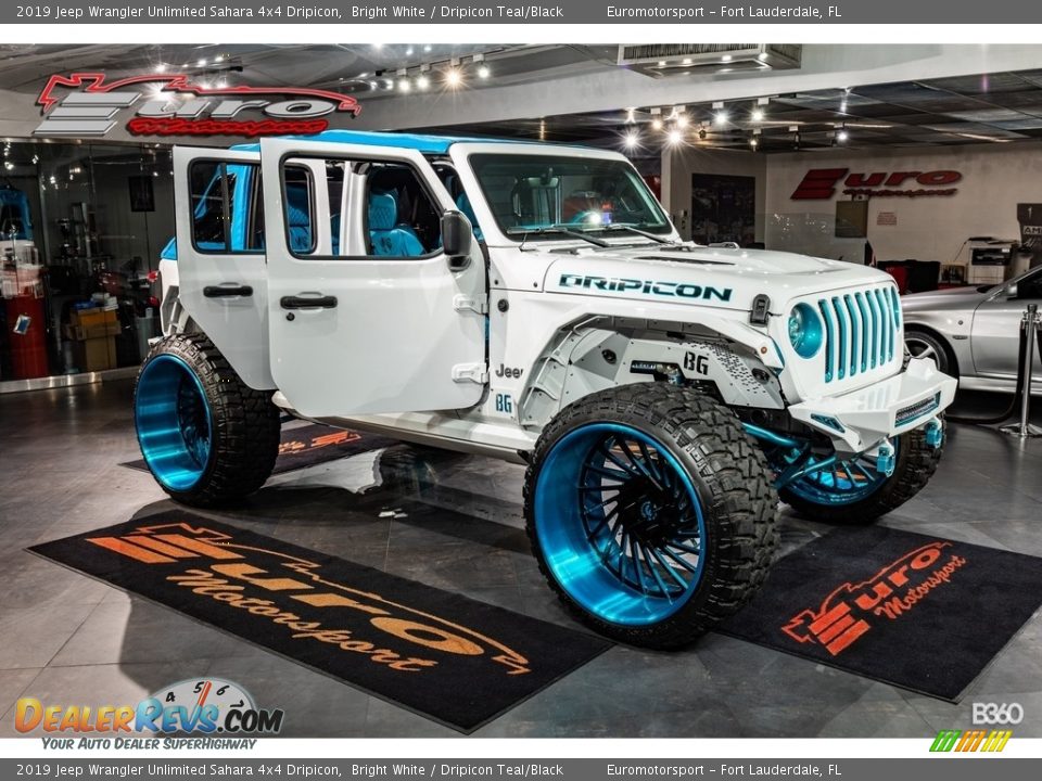 2019 Jeep Wrangler Unlimited Sahara 4x4 Dripicon Bright White / Dripicon Teal/Black Photo #3