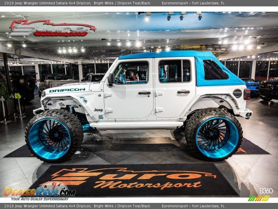 2019 Jeep Wrangler Unlimited Sahara 4x4 Dripicon Bright White / Dripicon Teal/Black Photo #4