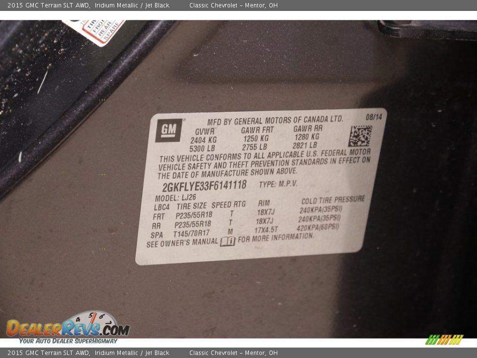 2015 GMC Terrain SLT AWD Iridium Metallic / Jet Black Photo #18