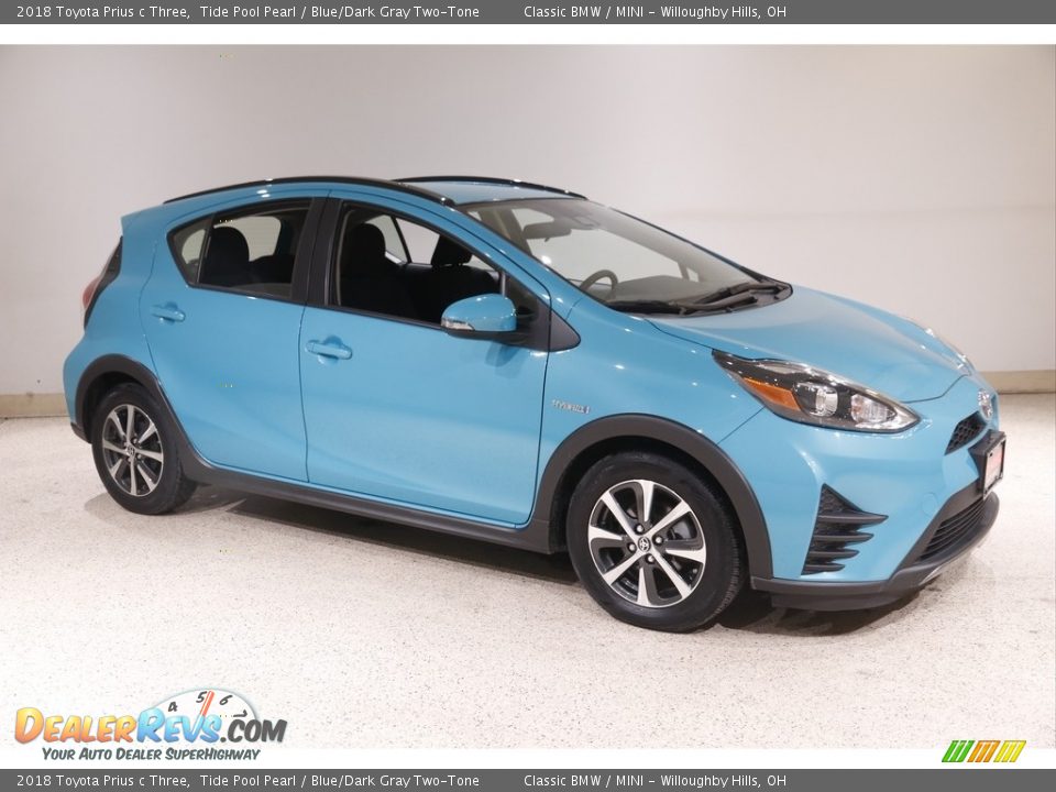 2018 Toyota Prius c Three Tide Pool Pearl / Blue/Dark Gray Two-Tone Photo #1