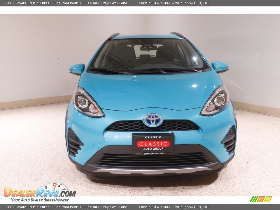 2018 Toyota Prius c Three Tide Pool Pearl / Blue/Dark Gray Two-Tone Photo #2