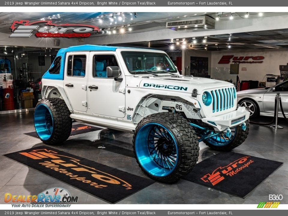 2019 Jeep Wrangler Unlimited Sahara 4x4 Dripicon Bright White / Dripicon Teal/Black Photo #9