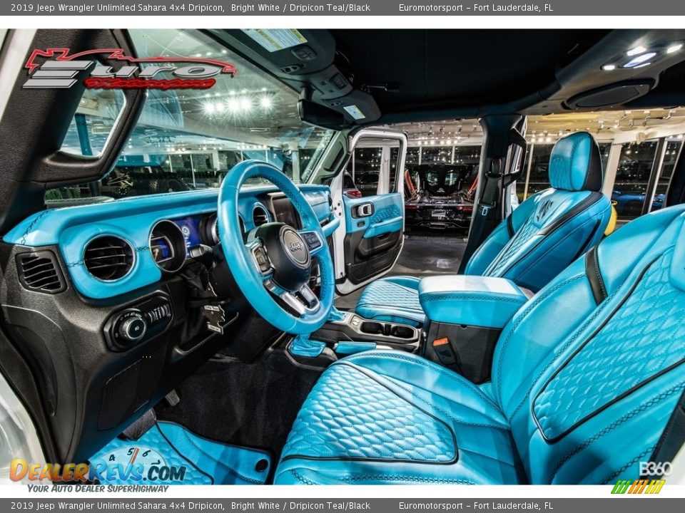 2019 Jeep Wrangler Unlimited Sahara 4x4 Dripicon Bright White / Dripicon Teal/Black Photo #13