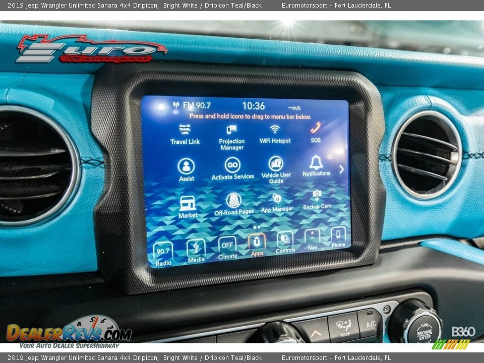 2019 Jeep Wrangler Unlimited Sahara 4x4 Dripicon Bright White / Dripicon Teal/Black Photo #19