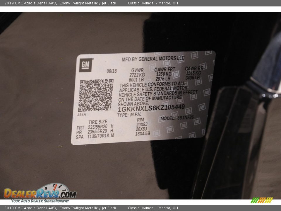 2019 GMC Acadia Denali AWD Ebony Twilight Metallic / Jet Black Photo #22