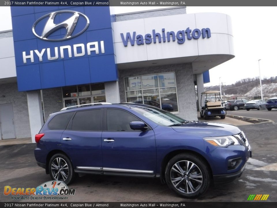 2017 Nissan Pathfinder Platinum 4x4 Caspian Blue / Almond Photo #2