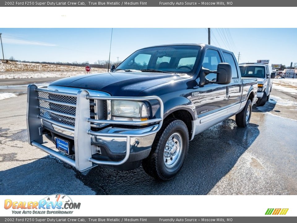 2002 Ford F250 Super Duty Lariat Crew Cab True Blue Metallic / Medium Flint Photo #8