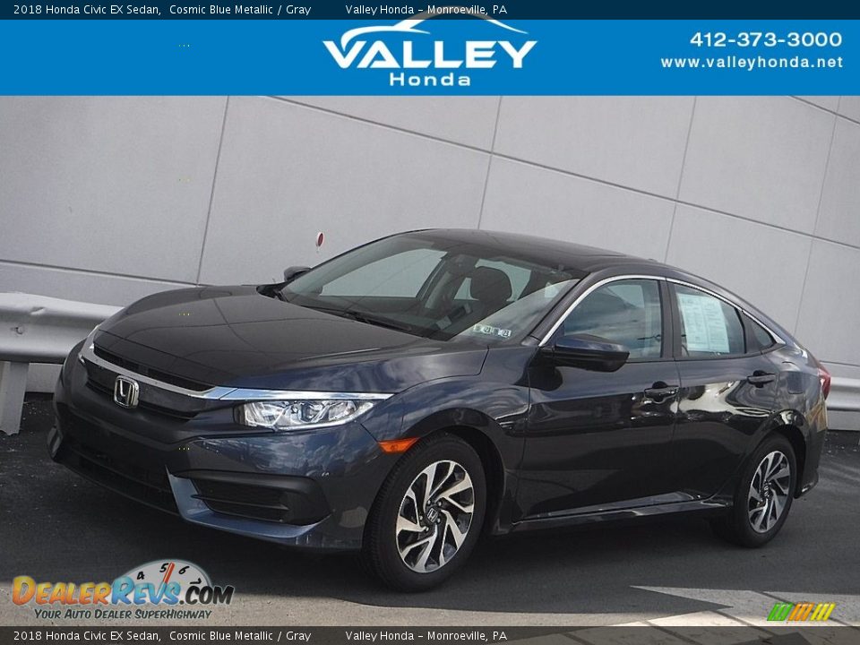2018 Honda Civic EX Sedan Cosmic Blue Metallic / Gray Photo #1