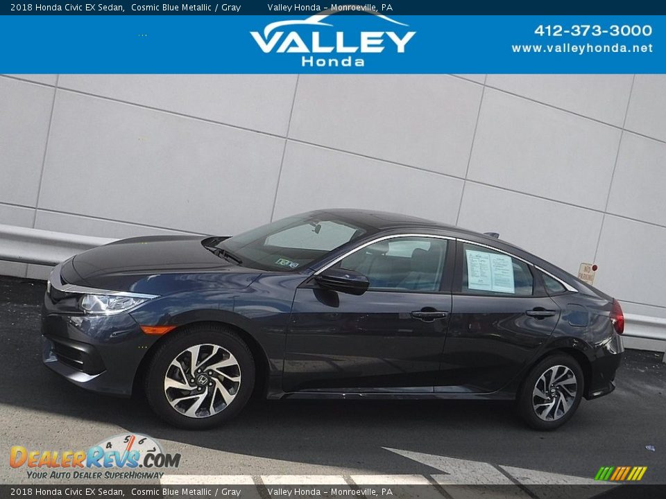 2018 Honda Civic EX Sedan Cosmic Blue Metallic / Gray Photo #2