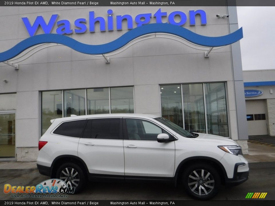 2019 Honda Pilot EX AWD White Diamond Pearl / Beige Photo #2