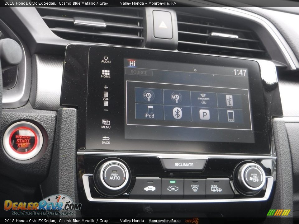 2018 Honda Civic EX Sedan Cosmic Blue Metallic / Gray Photo #15
