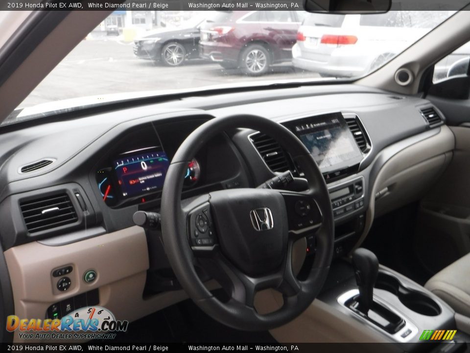 2019 Honda Pilot EX AWD White Diamond Pearl / Beige Photo #14