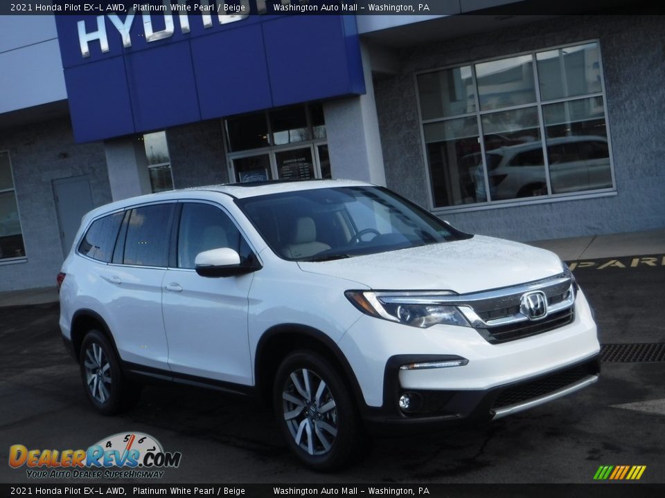 2021 Honda Pilot EX-L AWD Platinum White Pearl / Beige Photo #1