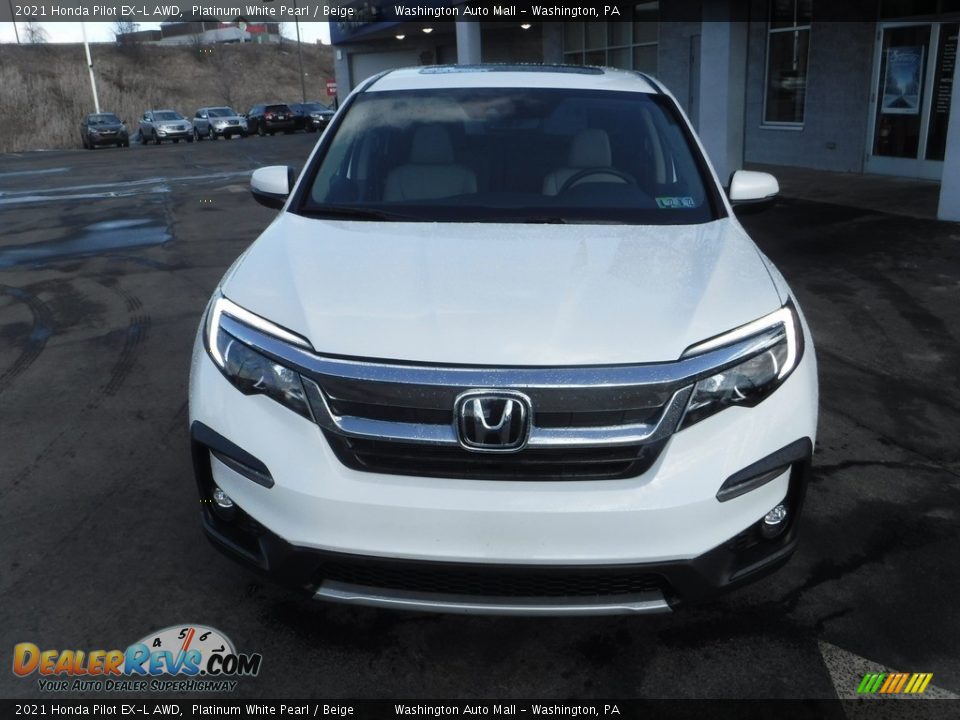 2021 Honda Pilot EX-L AWD Platinum White Pearl / Beige Photo #5