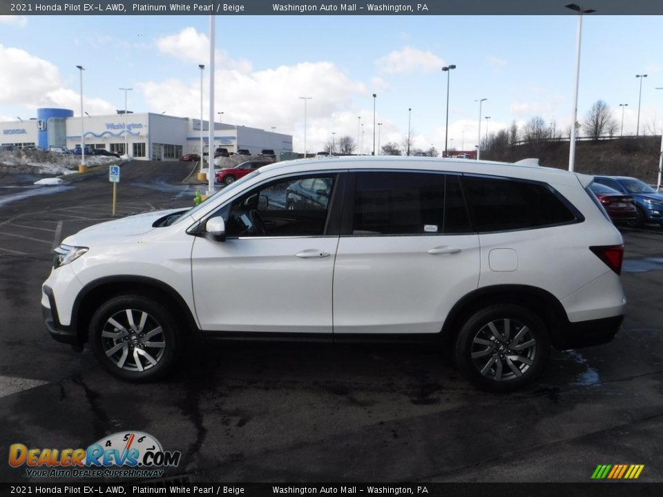 2021 Honda Pilot EX-L AWD Platinum White Pearl / Beige Photo #7