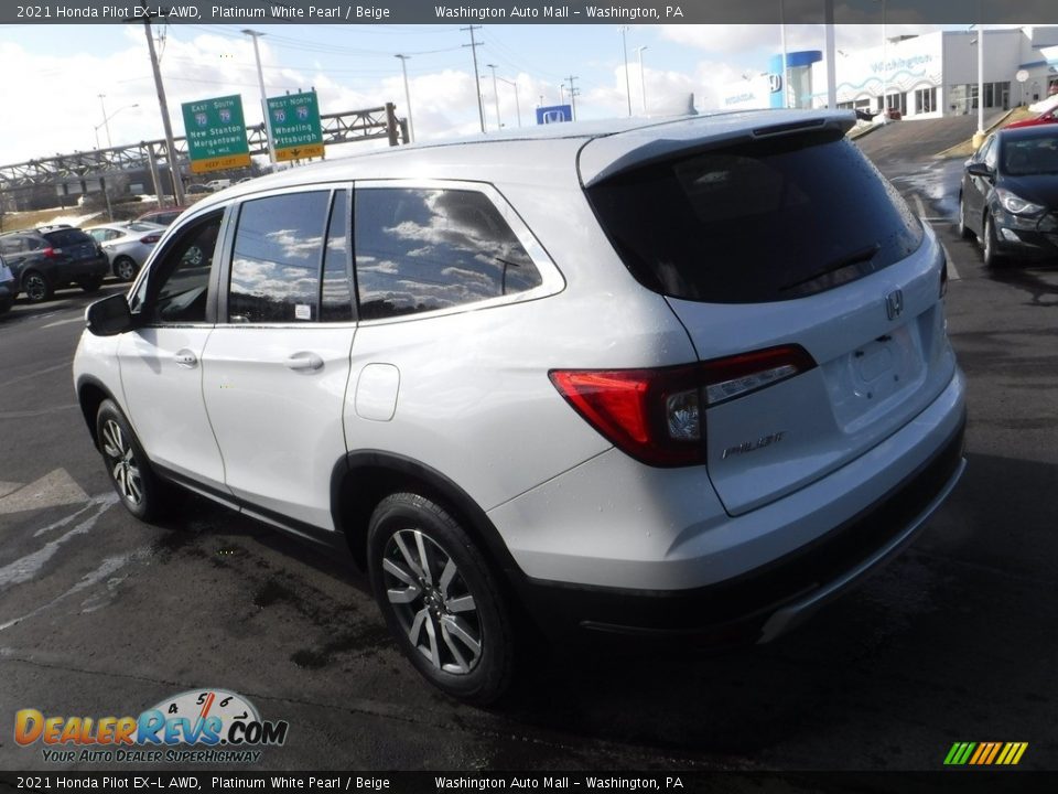 2021 Honda Pilot EX-L AWD Platinum White Pearl / Beige Photo #8