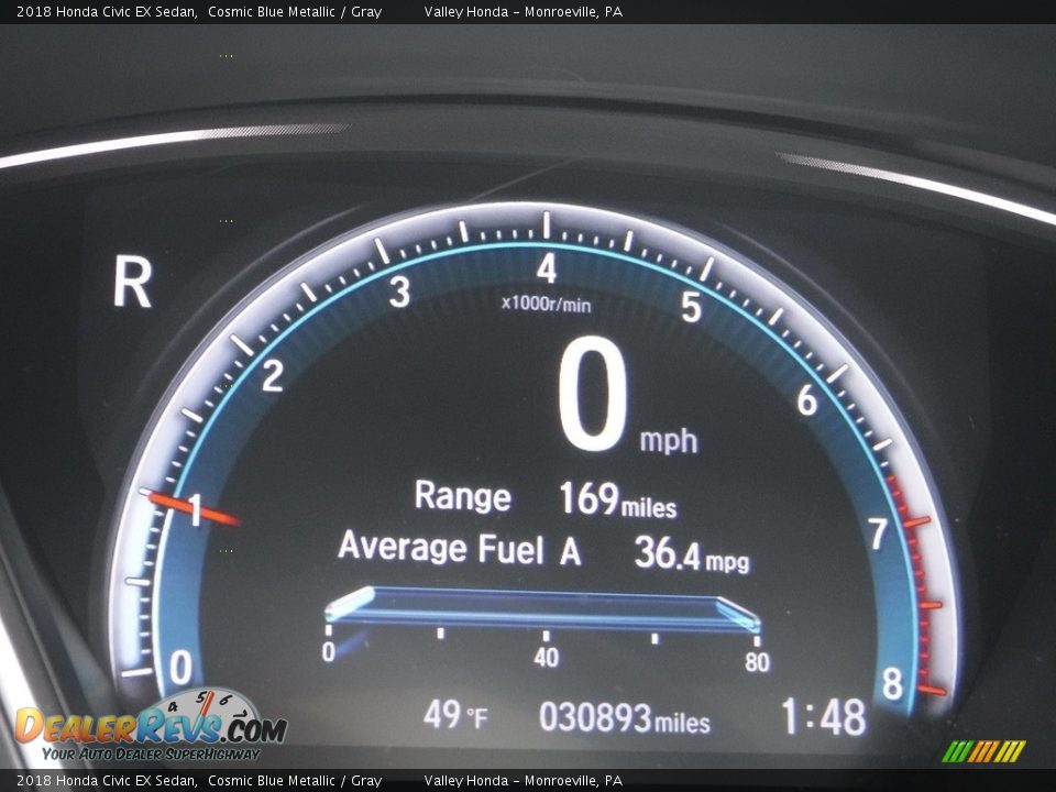 2018 Honda Civic EX Sedan Cosmic Blue Metallic / Gray Photo #28