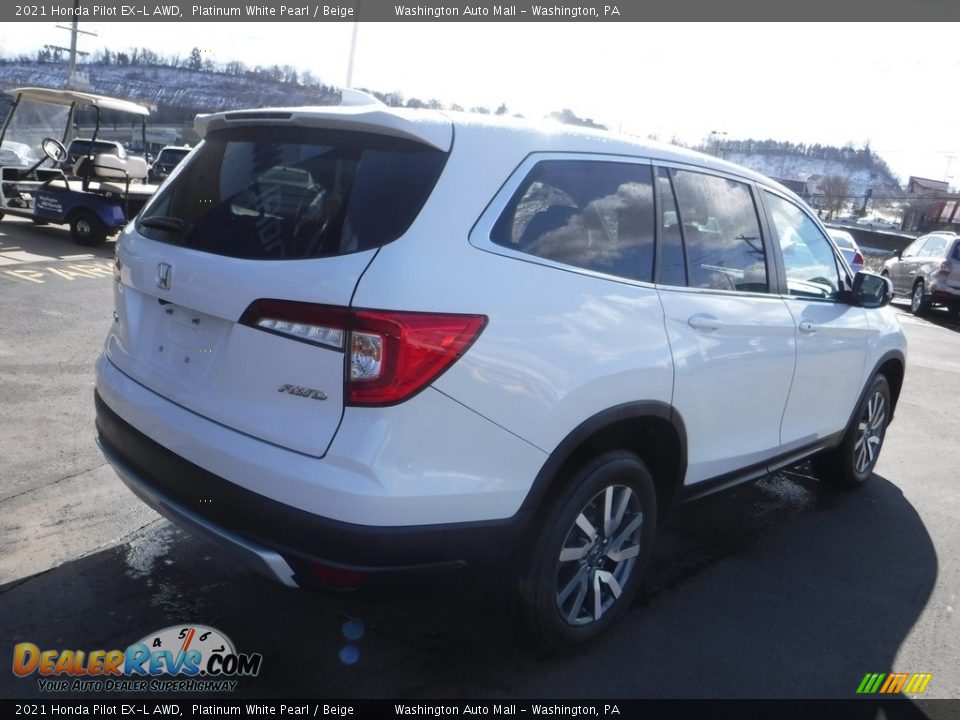 2021 Honda Pilot EX-L AWD Platinum White Pearl / Beige Photo #10