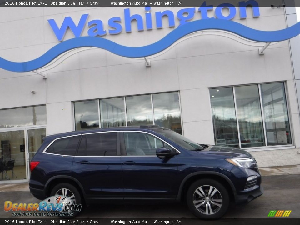 2016 Honda Pilot EX-L Obsidian Blue Pearl / Gray Photo #2