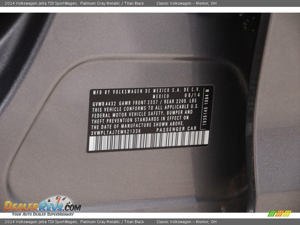 2014 Volkswagen Jetta TDI SportWagen Platinum Gray Metallic / Titan Black Photo #19