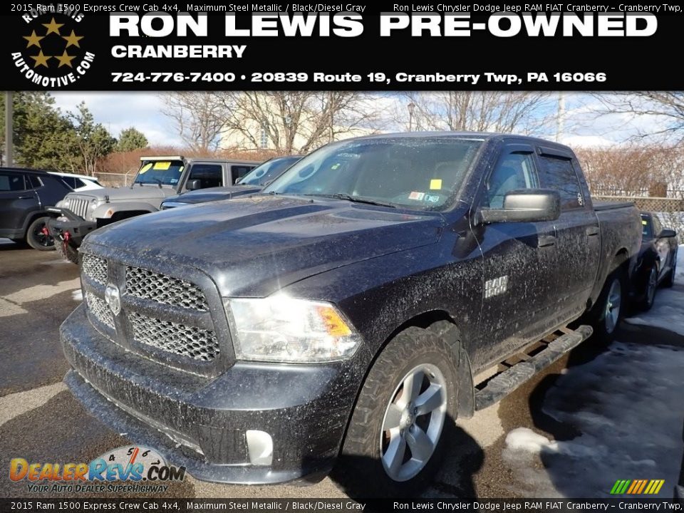 2015 Ram 1500 Express Crew Cab 4x4 Maximum Steel Metallic / Black/Diesel Gray Photo #1