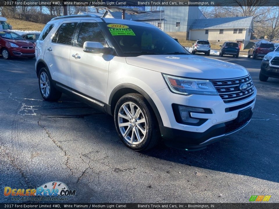 2017 Ford Explorer Limited 4WD White Platinum / Medium Light Camel Photo #2