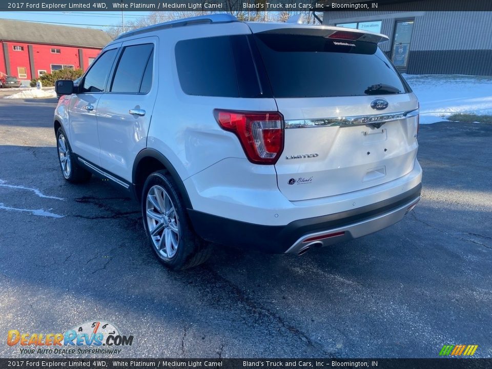 2017 Ford Explorer Limited 4WD White Platinum / Medium Light Camel Photo #6