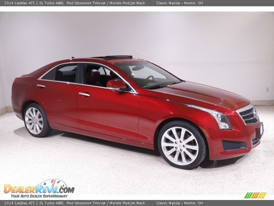2014 Cadillac ATS 2.0L Turbo AWD Red Obsession Tintcoat / Morello Red/Jet Black Photo #1