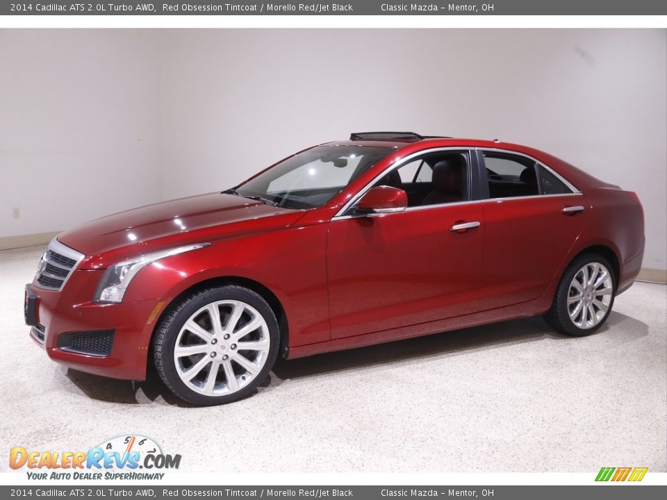 2014 Cadillac ATS 2.0L Turbo AWD Red Obsession Tintcoat / Morello Red/Jet Black Photo #3