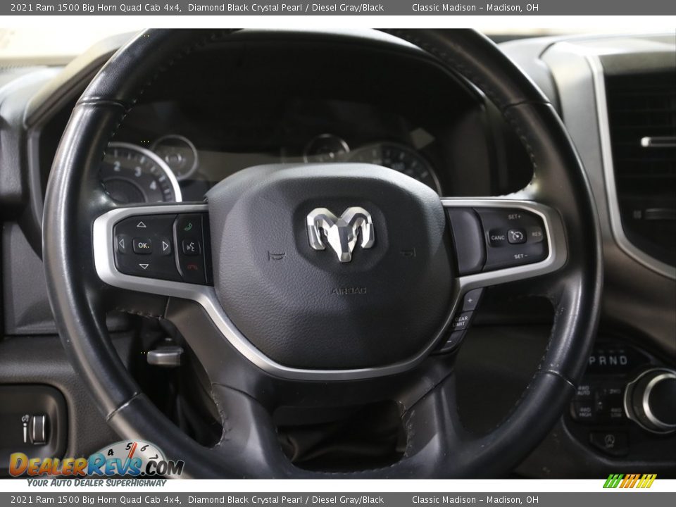 2021 Ram 1500 Big Horn Quad Cab 4x4 Diamond Black Crystal Pearl / Diesel Gray/Black Photo #7