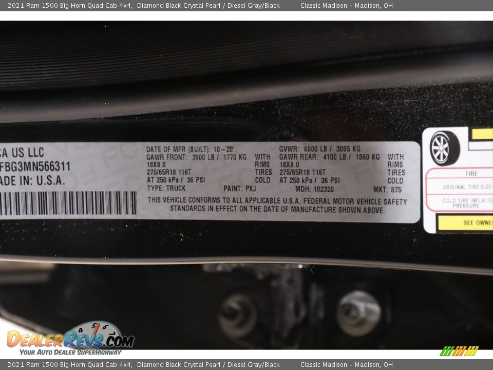 2021 Ram 1500 Big Horn Quad Cab 4x4 Diamond Black Crystal Pearl / Diesel Gray/Black Photo #19