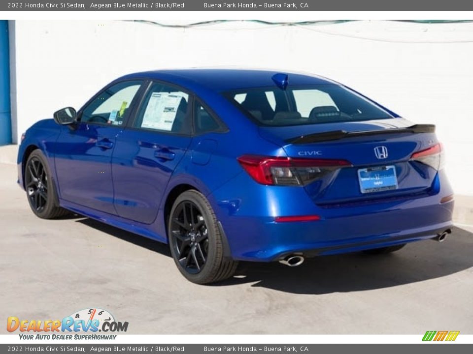 2022 Honda Civic Si Sedan Aegean Blue Metallic / Black/Red Photo #2