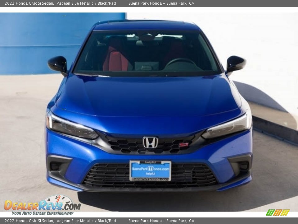 2022 Honda Civic Si Sedan Aegean Blue Metallic / Black/Red Photo #3