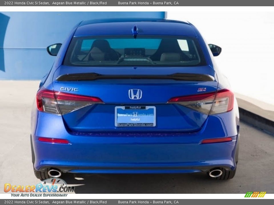 2022 Honda Civic Si Sedan Aegean Blue Metallic / Black/Red Photo #5