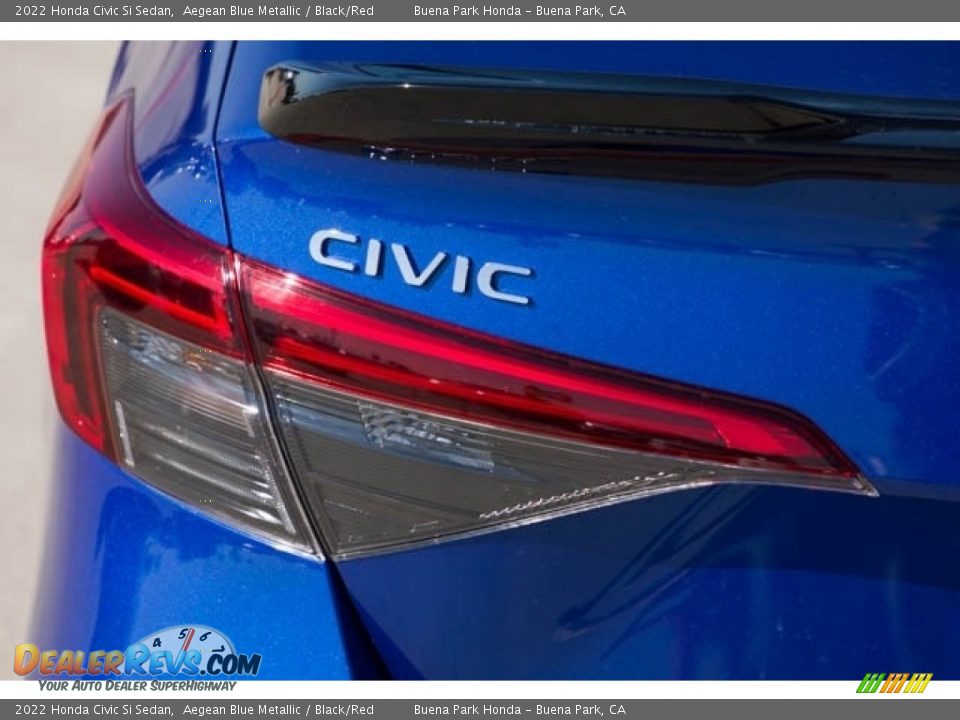 2022 Honda Civic Si Sedan Aegean Blue Metallic / Black/Red Photo #6