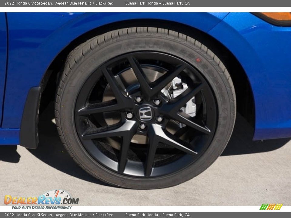 2022 Honda Civic Si Sedan Aegean Blue Metallic / Black/Red Photo #11