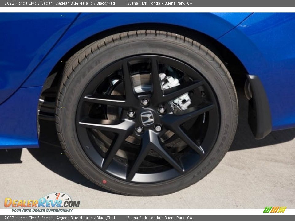 2022 Honda Civic Si Sedan Aegean Blue Metallic / Black/Red Photo #12