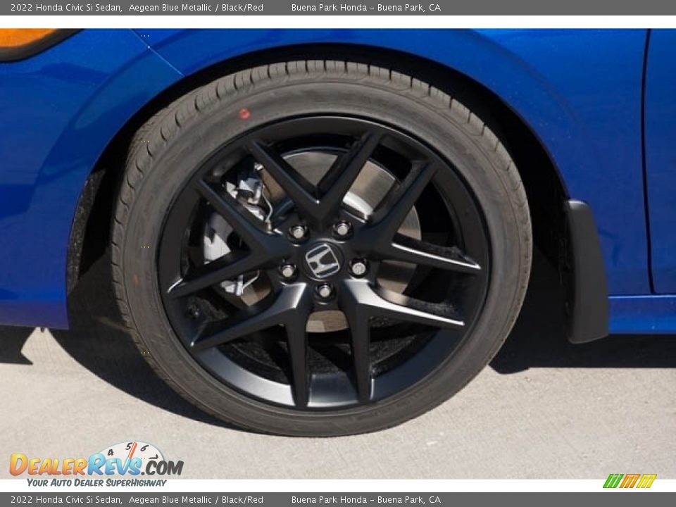 2022 Honda Civic Si Sedan Aegean Blue Metallic / Black/Red Photo #13