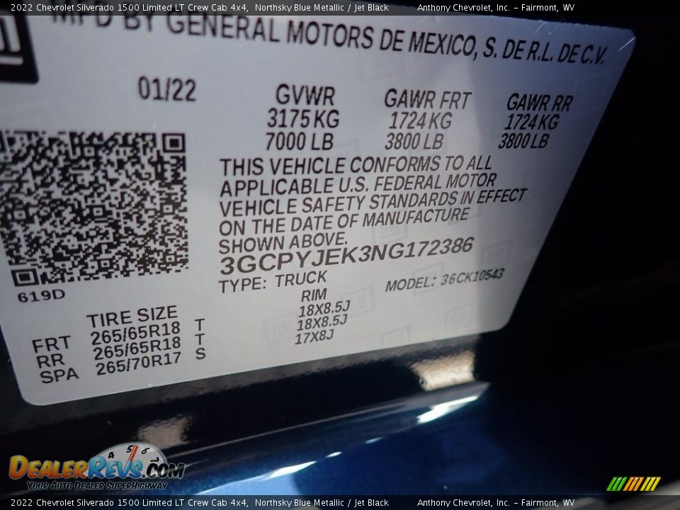 2022 Chevrolet Silverado 1500 Limited LT Crew Cab 4x4 Northsky Blue Metallic / Jet Black Photo #15